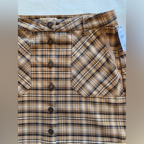 NWT Sky and Sparrow Brown Plaid Mini Skirt - Picture 3 of 5